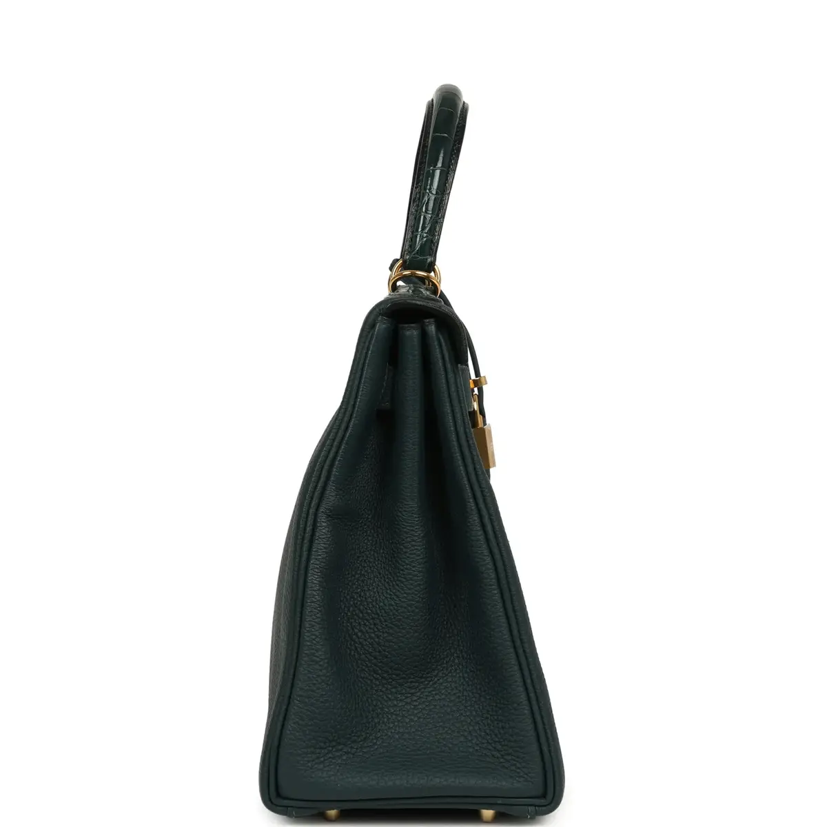 HERMÈS Pre-owned Hermes Kelly Retourne 28 Vert Cypress Togo, Matte Alligator Touch Gold Hardware | Thumbnail 3 HERMÈS Pre-owned Hermes Kelly Retourne 28 Vert Cypress Togo, Matte Alligator Touch Gold Hardware | Thumbnail 3