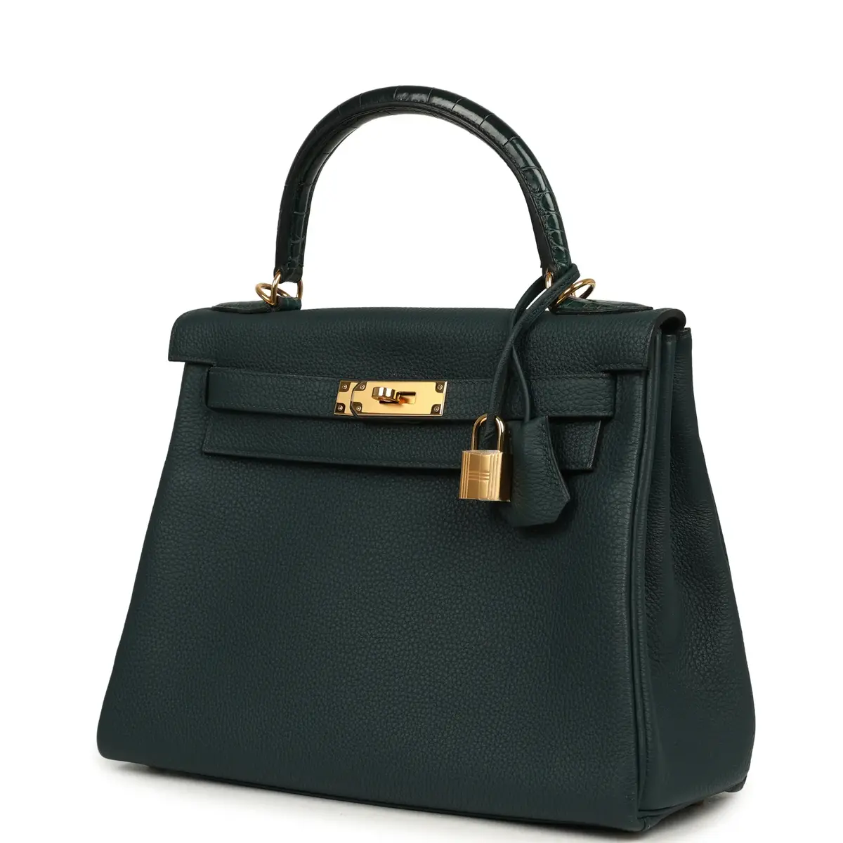 HERMÈS Pre-owned Hermes Kelly Retourne 28 Vert Cypress Togo, Matte Alligator Touch Gold Hardware | Thumbnail 5 HERMÈS Pre-owned Hermes Kelly Retourne 28 Vert Cypress Togo, Matte Alligator Touch Gold Hardware | Thumbnail 5