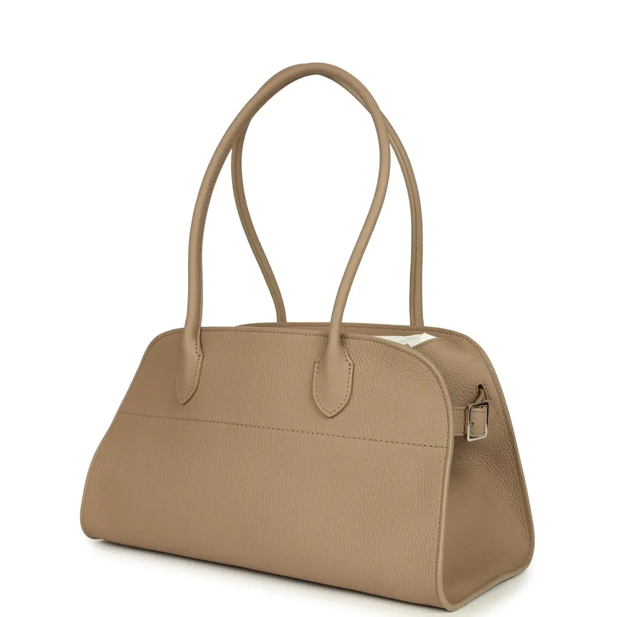 The Row The Row Margaux Shoulder 12 Bag Dark Taupe Calfskin Silver Hardware | Thumbnail 3