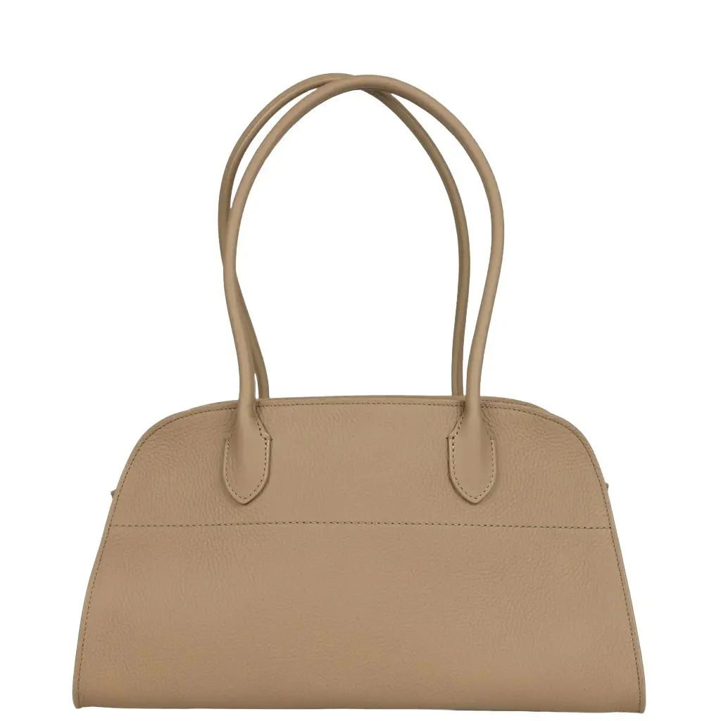 The Row The Row Margaux Shoulder 12 Bag Dark Taupe Calfskin Silver Hardware