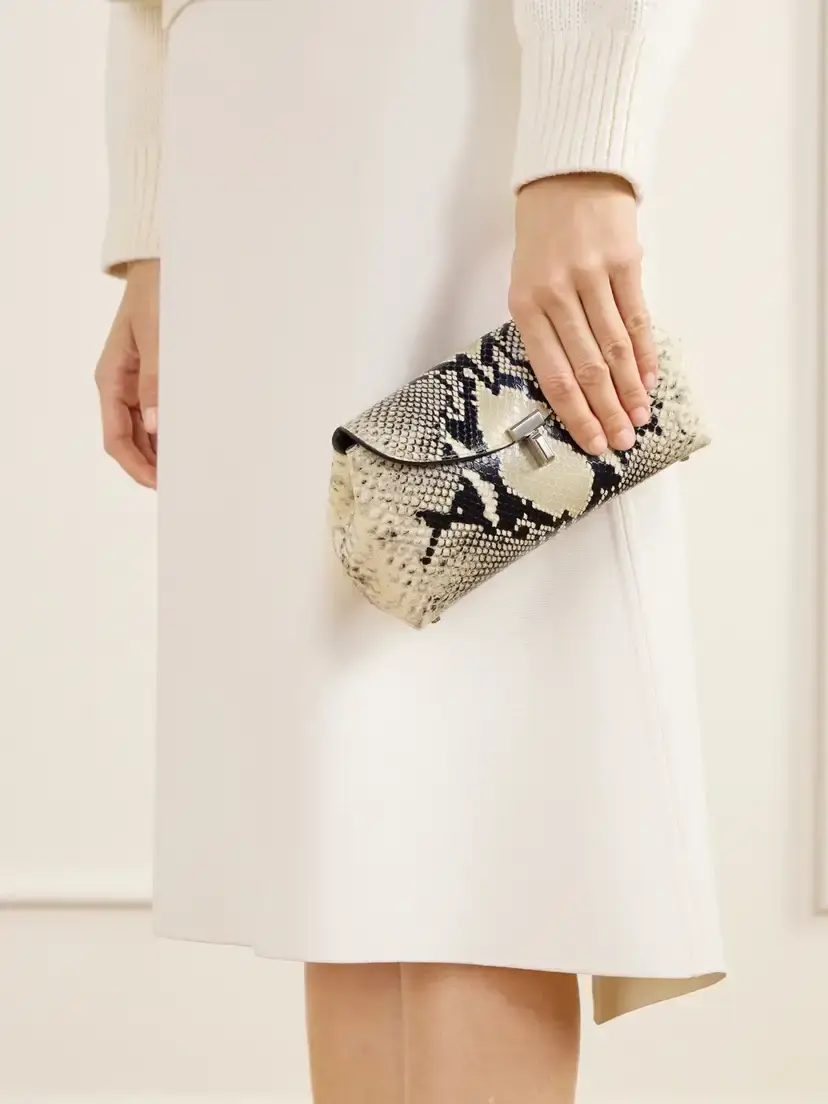 TOTEME T-lock Mini Snake-effect Leather Clutch | Thumbnail 3 TOTEME T-lock Mini Snake-effect Leather Clutch | Thumbnail 3