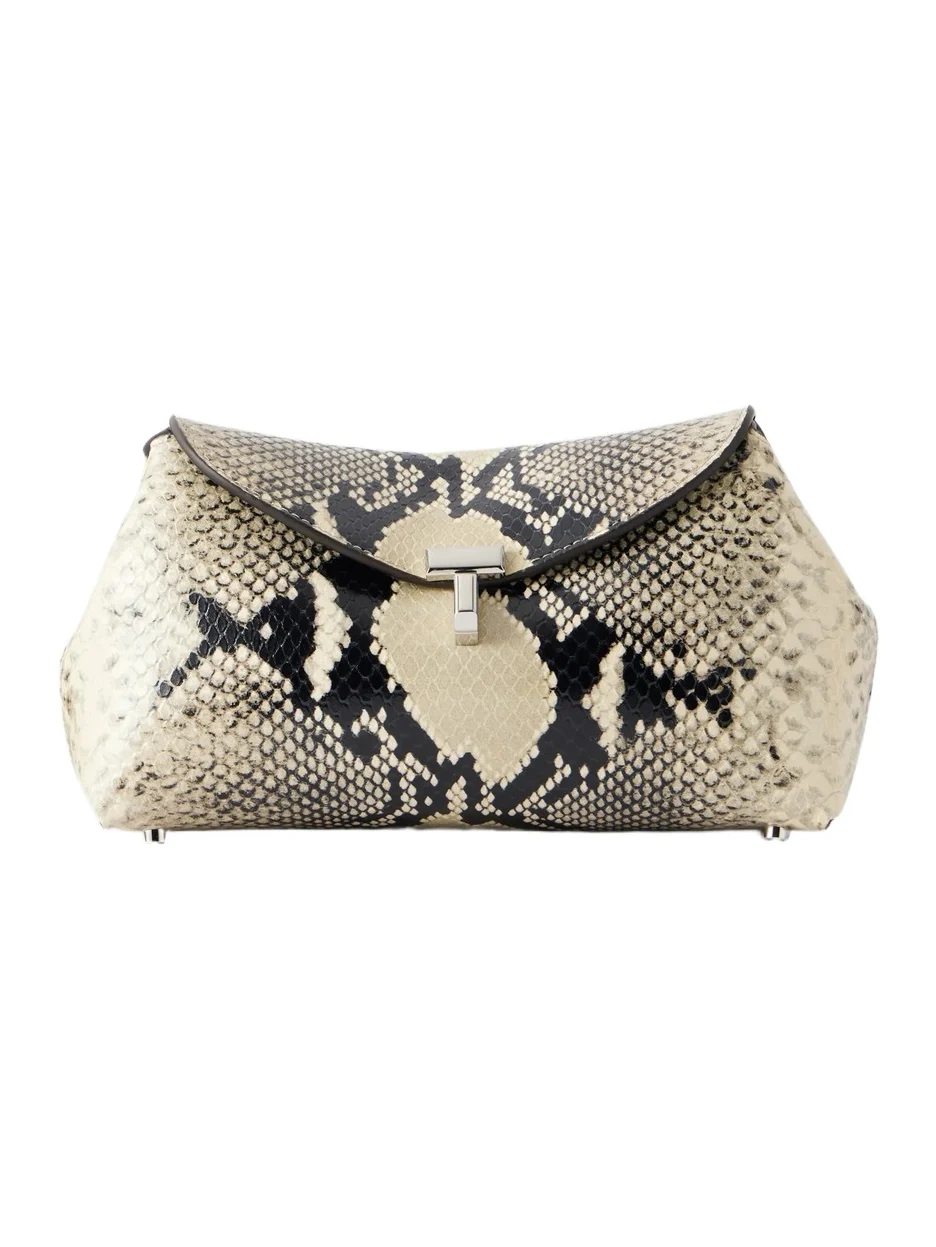 TOTEME T-lock Mini Snake-effect Leather Clutch