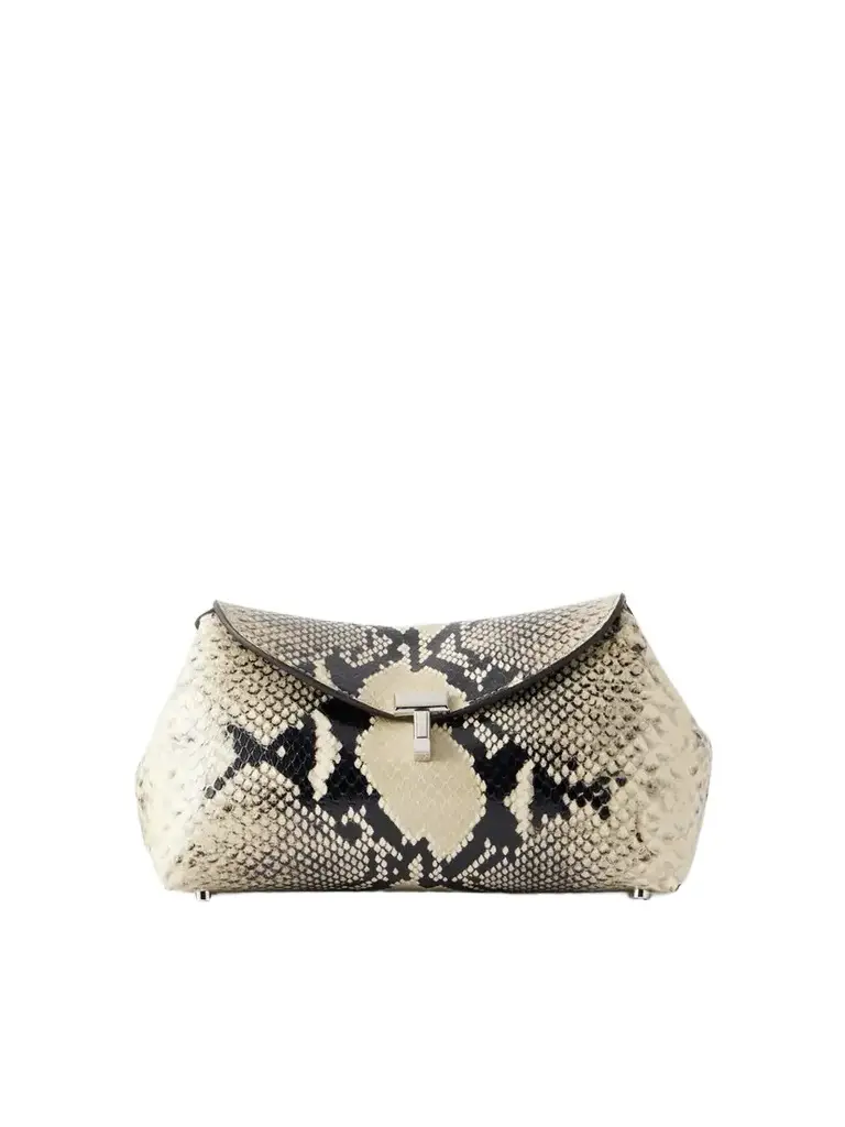 TOTEME T-lock Mini Snake-effect Leather Clutch