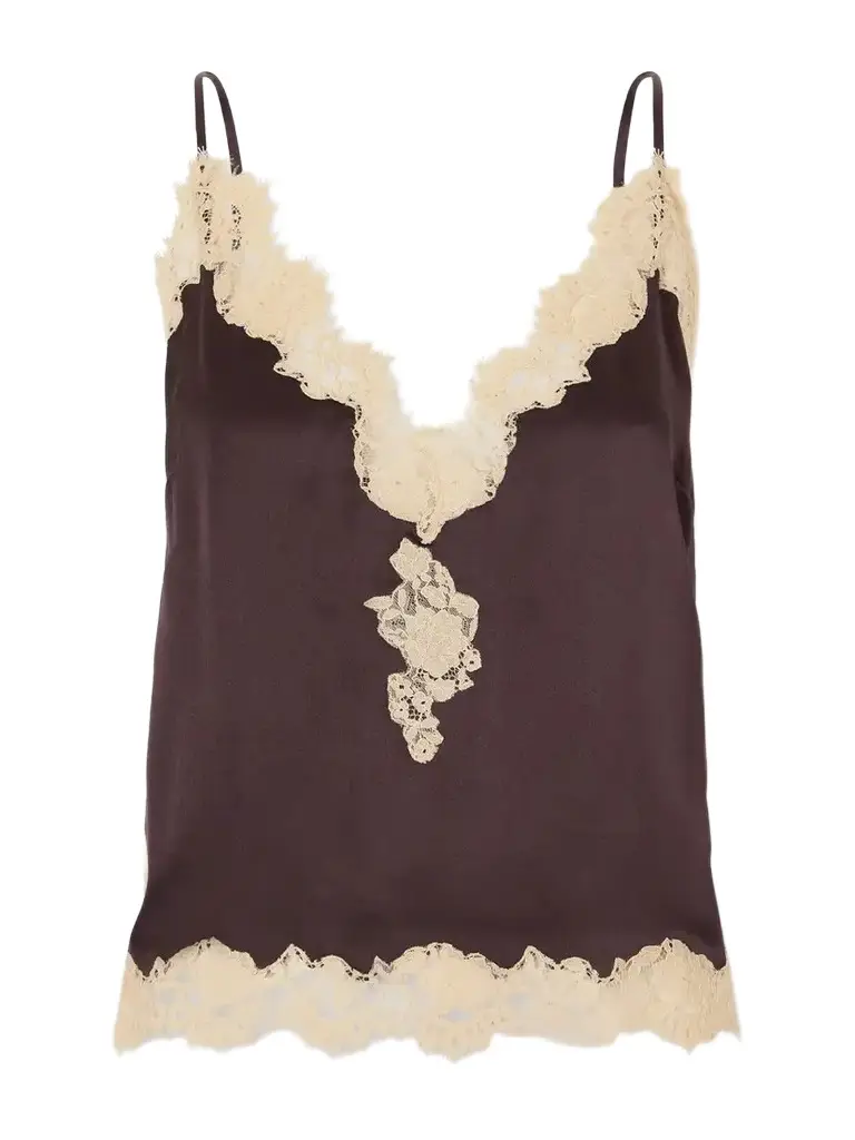 DÔEN Kira Lace-trimmed Silk-satin Cami