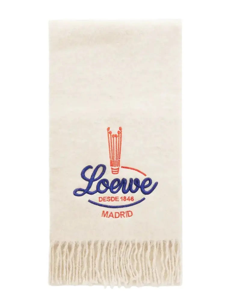 Logo-embroidered Fringed Alpaca And Wool-blend Scarf Logo-embroidered Fringed Alpaca And Wool-blend Scarf