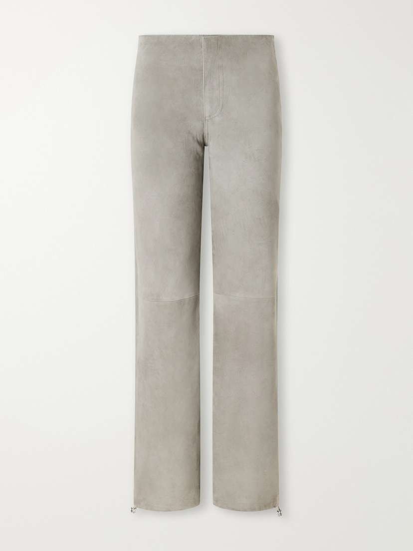 STILL HERE Sport Jean Paneled Suede Low-rise Straight-leg Pants