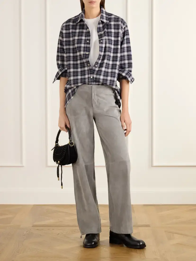 STILL HERE Sport Jean Paneled Suede Low-rise Straight-leg Pants | Thumbnail 2 STILL HERE Sport Jean Paneled Suede Low-rise Straight-leg Pants | Thumbnail 2