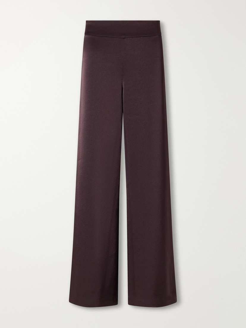 Johanna Ortiz Dark Petals Satin Wide-leg Pants