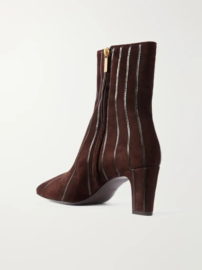 Herbert Levine A Fine Line 65 Leather-trimmed Suede Ankle Boots | Thumbnail 3 Herbert Levine A Fine Line 65 Leather-trimmed Suede Ankle Boots | Thumbnail 3