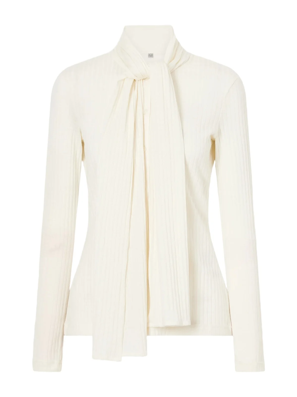 TOTEME Scarf-detailed Ribbed Lyocell-blend Blouse