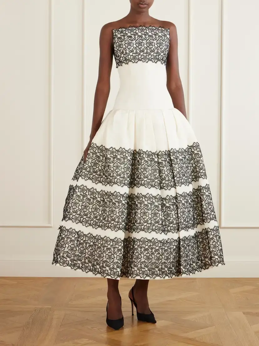 Carolina Herrera Strapless Lace-trimmed Silk-faille Gown | Thumbnail 2 Carolina Herrera Strapless Lace-trimmed Silk-faille Gown | Thumbnail 2