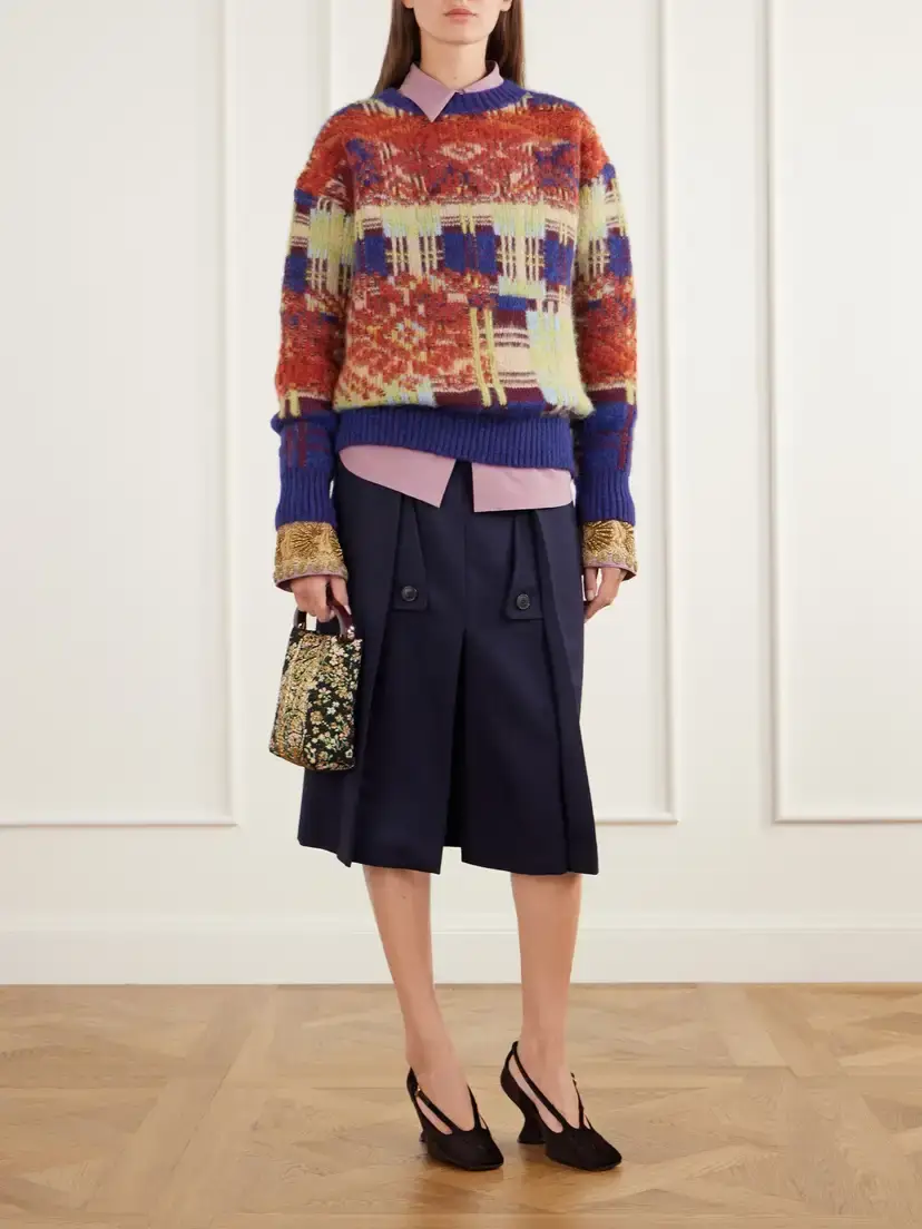 Dries Van Noten Intarsia-knit Brushed Merino And Wool-blend Sweater | Thumbnail 2 Dries Van Noten Intarsia-knit Brushed Merino And Wool-blend Sweater | Thumbnail 2