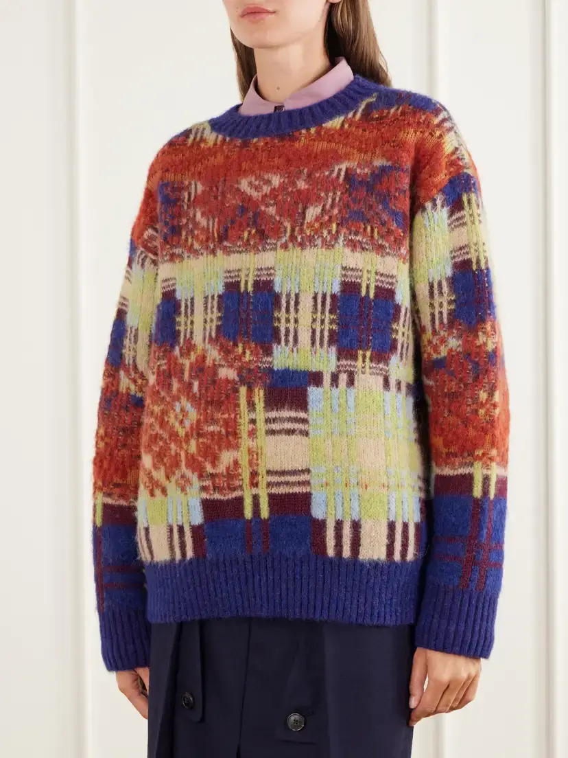Dries Van Noten Intarsia-knit Brushed Merino And Wool-blend Sweater | Thumbnail 3 Dries Van Noten Intarsia-knit Brushed Merino And Wool-blend Sweater | Thumbnail 3
