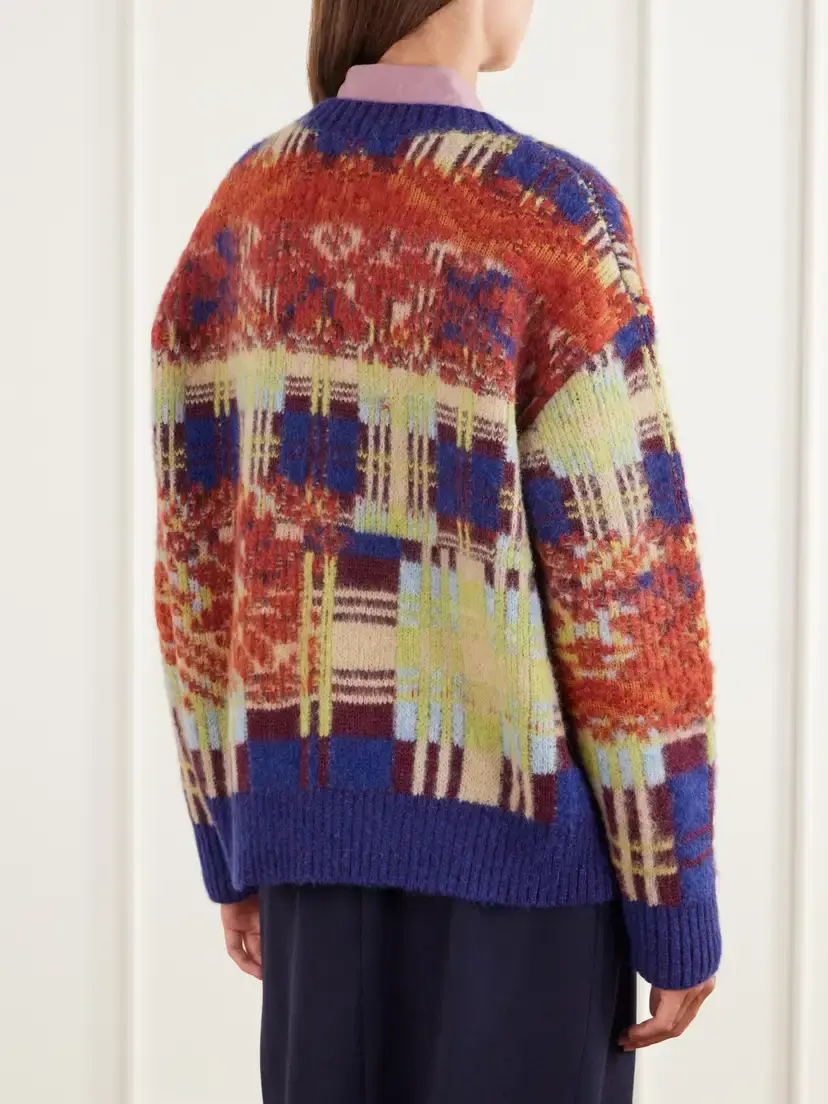 Dries Van Noten Intarsia-knit Brushed Merino And Wool-blend Sweater | Thumbnail 4 Dries Van Noten Intarsia-knit Brushed Merino And Wool-blend Sweater | Thumbnail 4