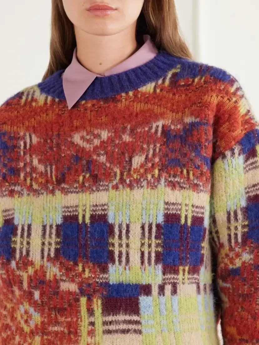Dries Van Noten Intarsia-knit Brushed Merino And Wool-blend Sweater | Thumbnail 5 Dries Van Noten Intarsia-knit Brushed Merino And Wool-blend Sweater | Thumbnail 5