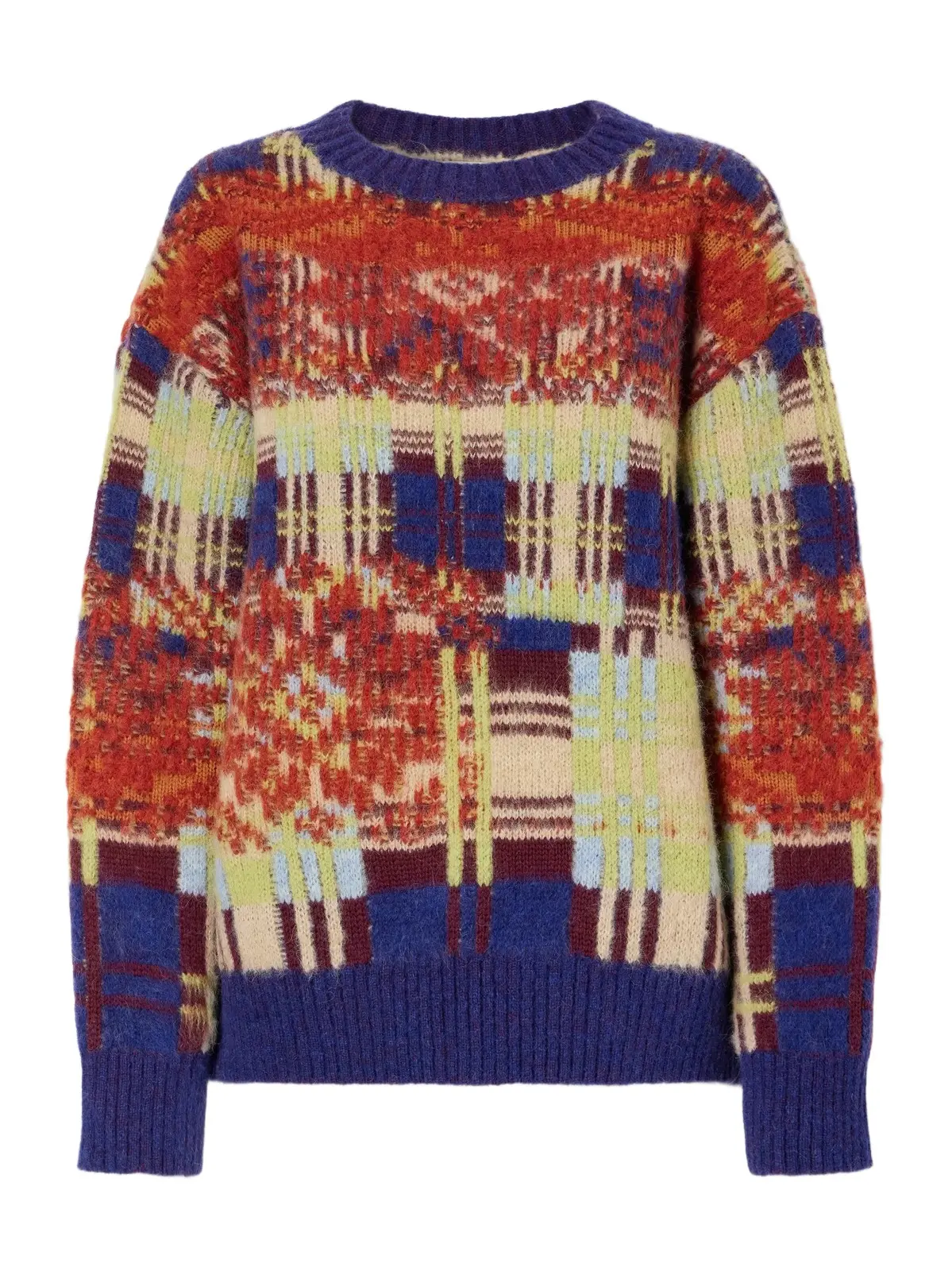 Intarsia-knit Brushed Merino And Wool-blend Sweater - Multi