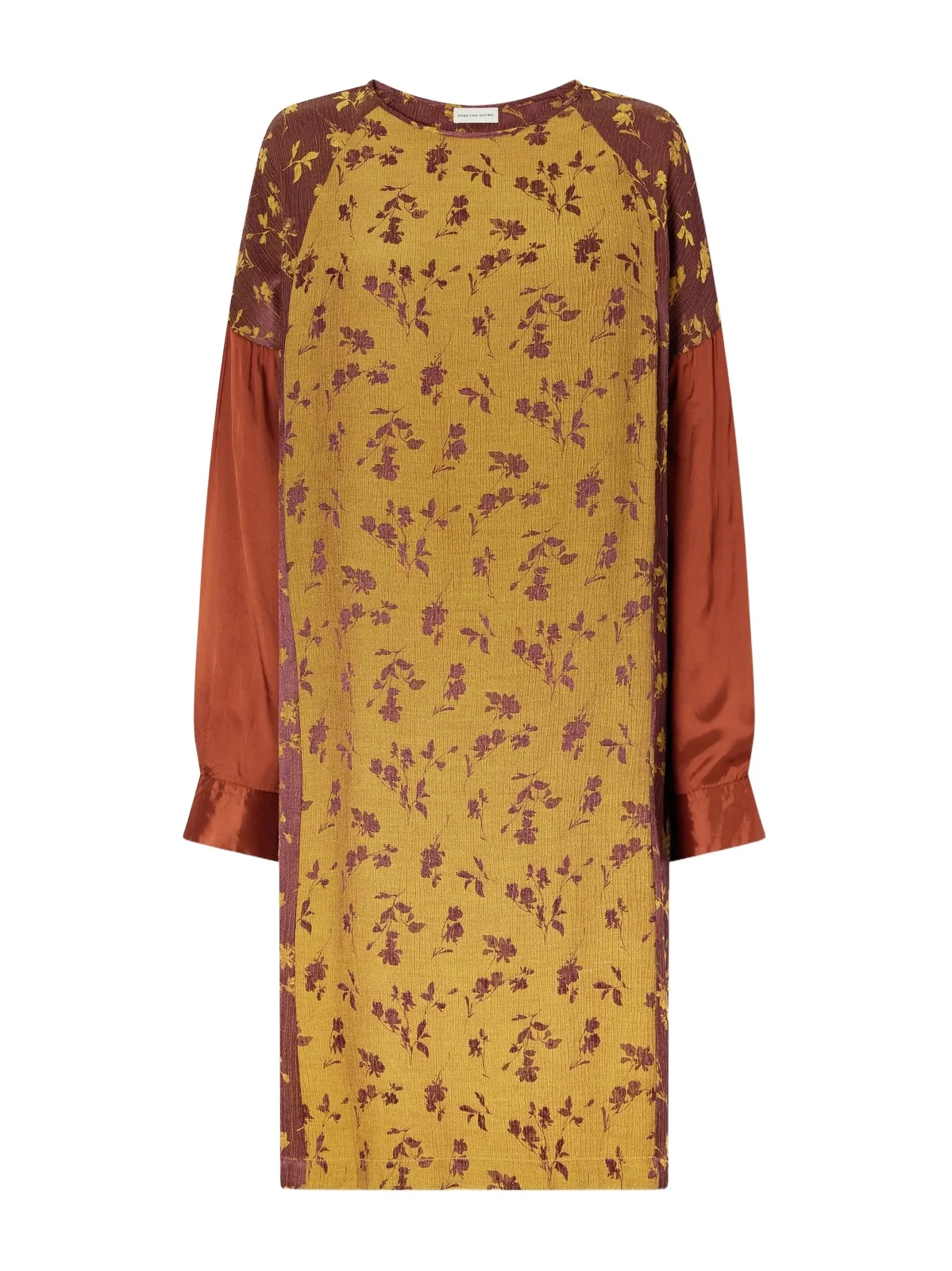 Crinkled Satin-trimmed Floral-jacquard Crepe Midi Dress