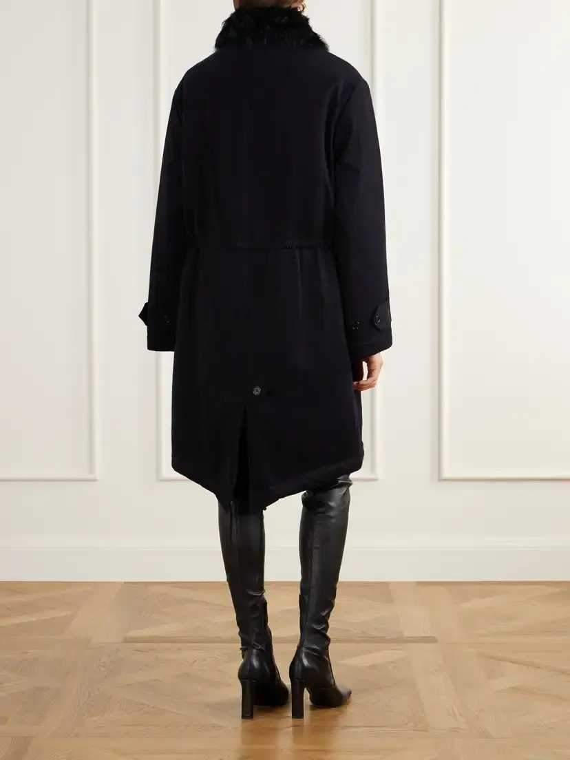 TOTEME Double-breasted Shearling-trimmed Organic Cotton Woven Coat | Thumbnail 3