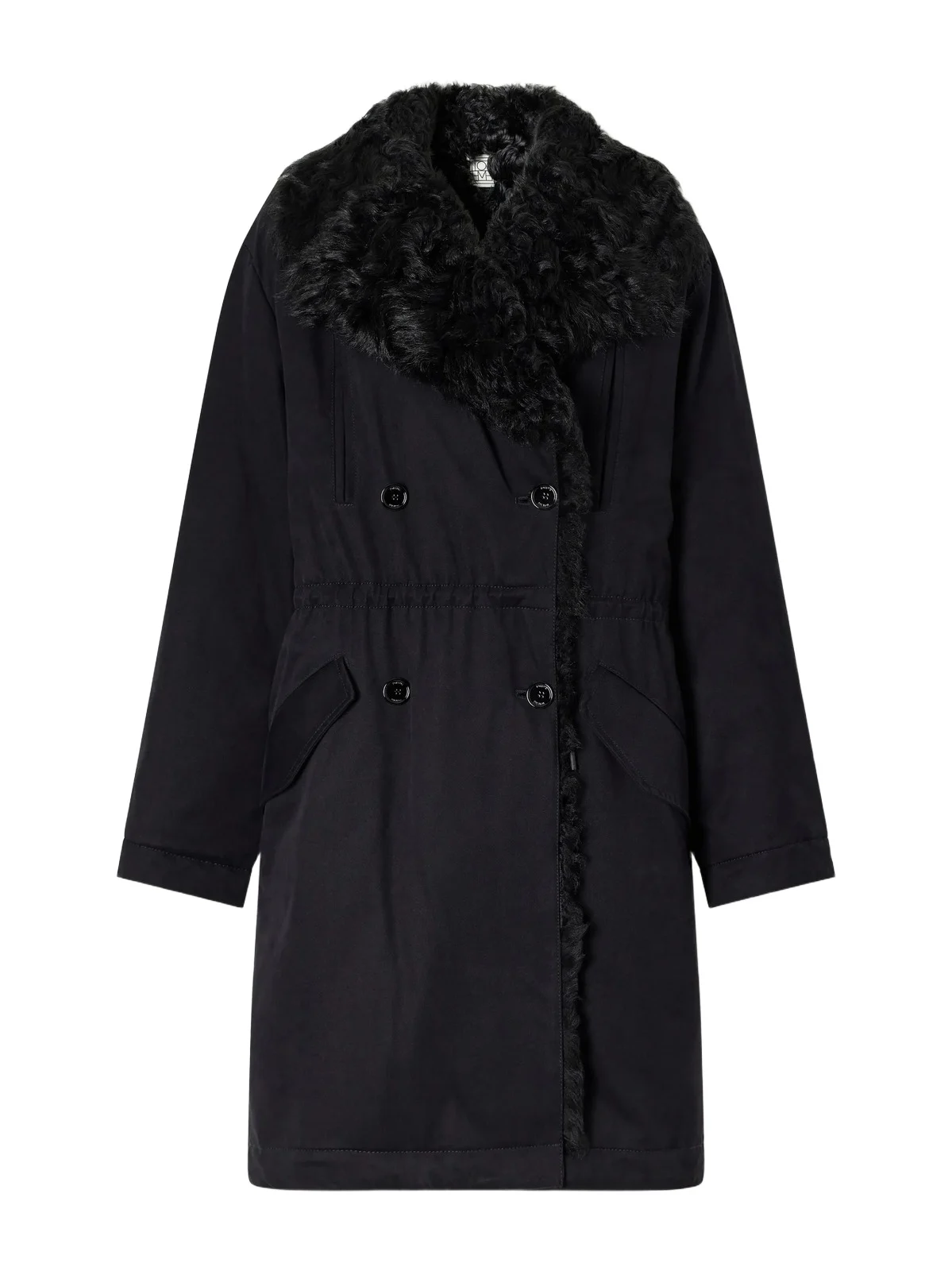 TOTEME Double-breasted Shearling-trimmed Organic Cotton Woven Coat