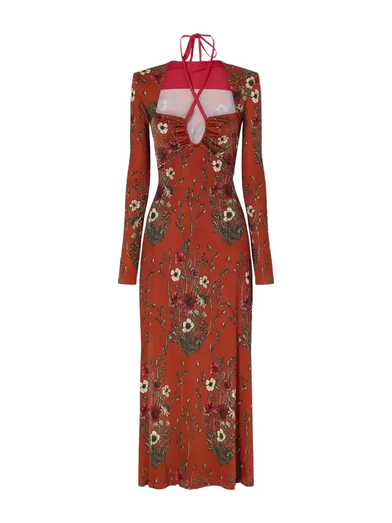Johanna Ortiz Festive Performance Gathered Floral-print Stretch-jersey Midi Dress