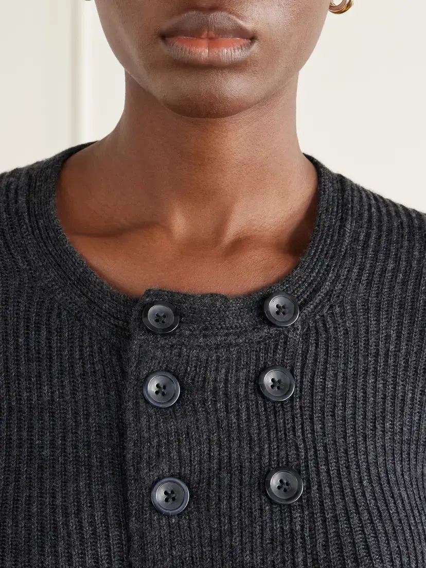 R13 Double-breasted Ribbed-knit Merino Wool Cardigan | Thumbnail 4