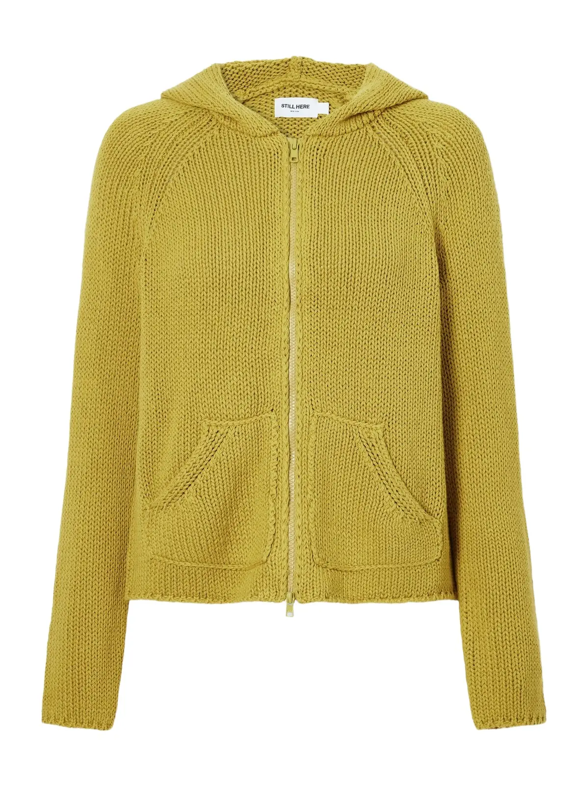 STILL HERE Bear Hooded Cotton Cardigan