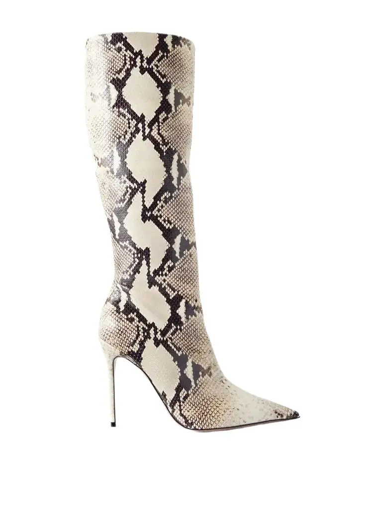 Paris Texas Vera 105 Snake-effect Leather Knee Boots