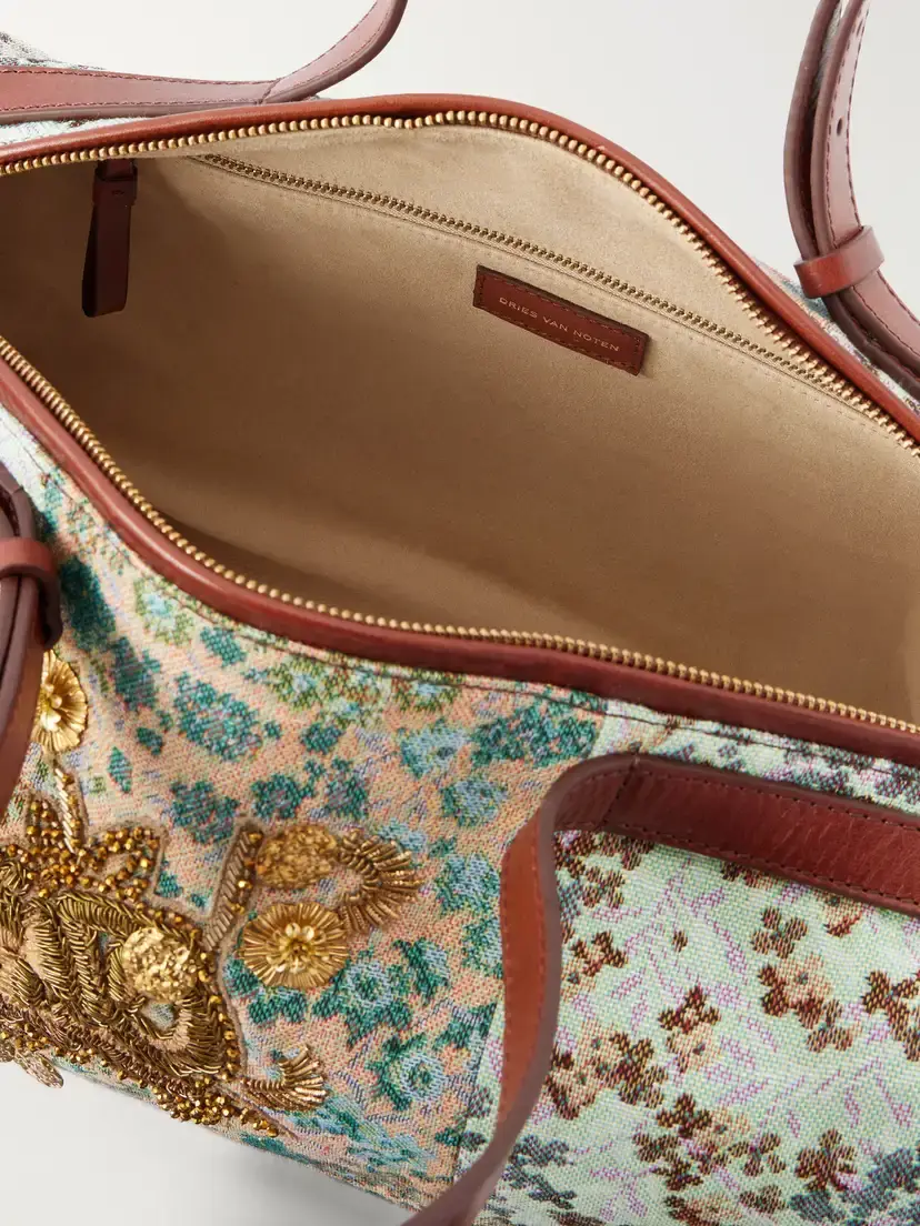 Dries Van Noten Bead-embellished Leather-trimmed Floral-jacquard Weekend Bag | Thumbnail 6 Dries Van Noten Bead-embellished Leather-trimmed Floral-jacquard Weekend Bag | Thumbnail 6