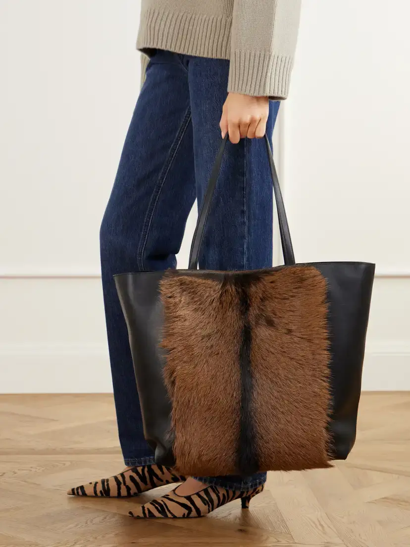 TOTEME Roam Pony Hair-trimmed Leather Tote | Thumbnail 2 TOTEME Roam Pony Hair-trimmed Leather Tote | Thumbnail 2