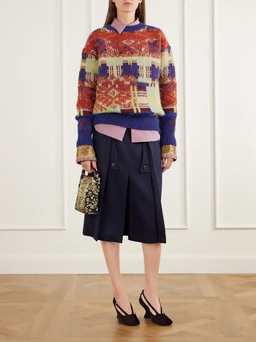 Dries Van Noten Pleated Wool And Cotton-blend Midi Skirt | Thumbnail 2 Dries Van Noten Pleated Wool And Cotton-blend Midi Skirt | Thumbnail 2