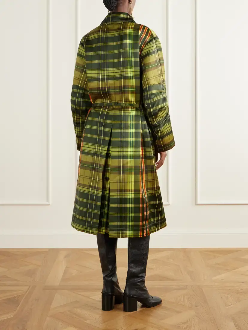 Dries Van Noten Belted Checked Duchess-satin Coat | Thumbnail 4