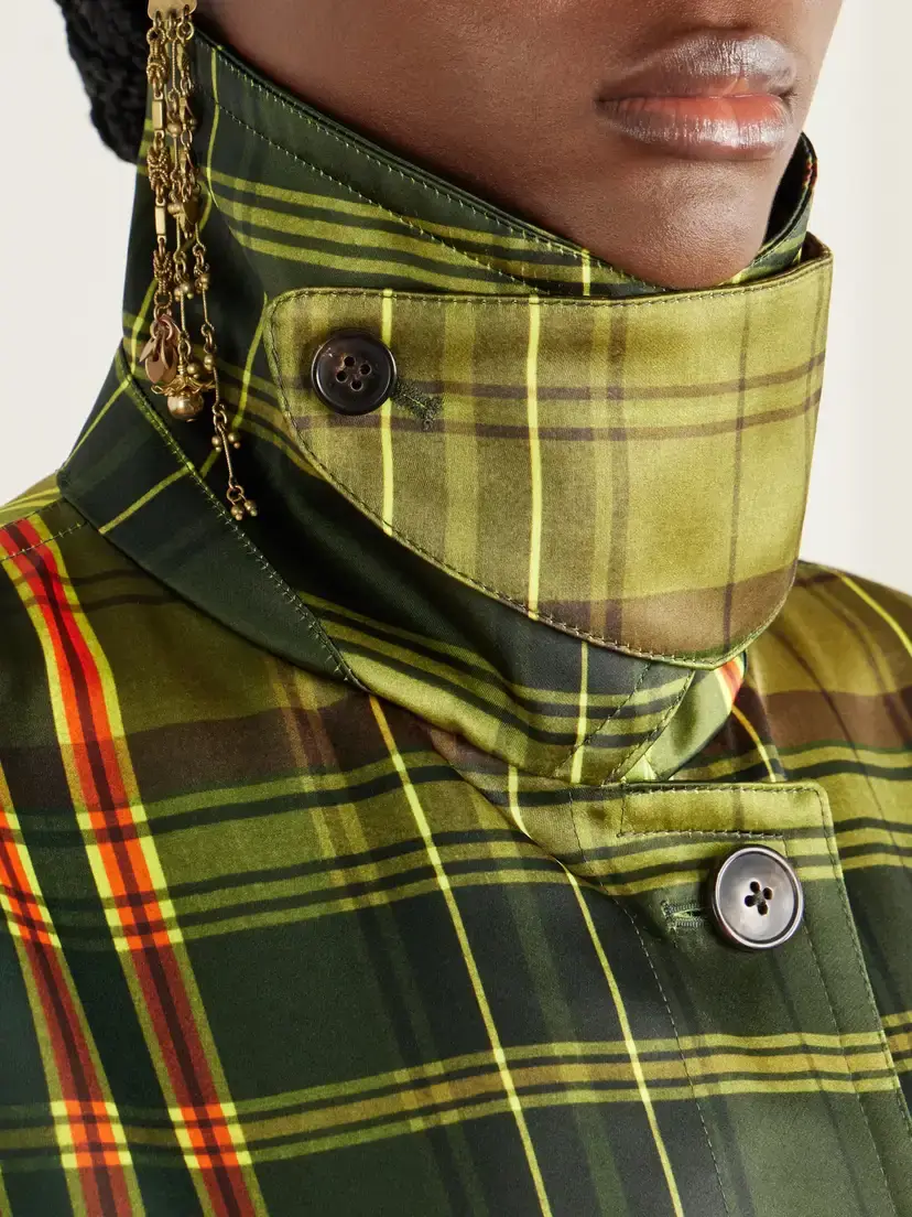 Dries Van Noten Belted Checked Duchess-satin Coat | Thumbnail 6