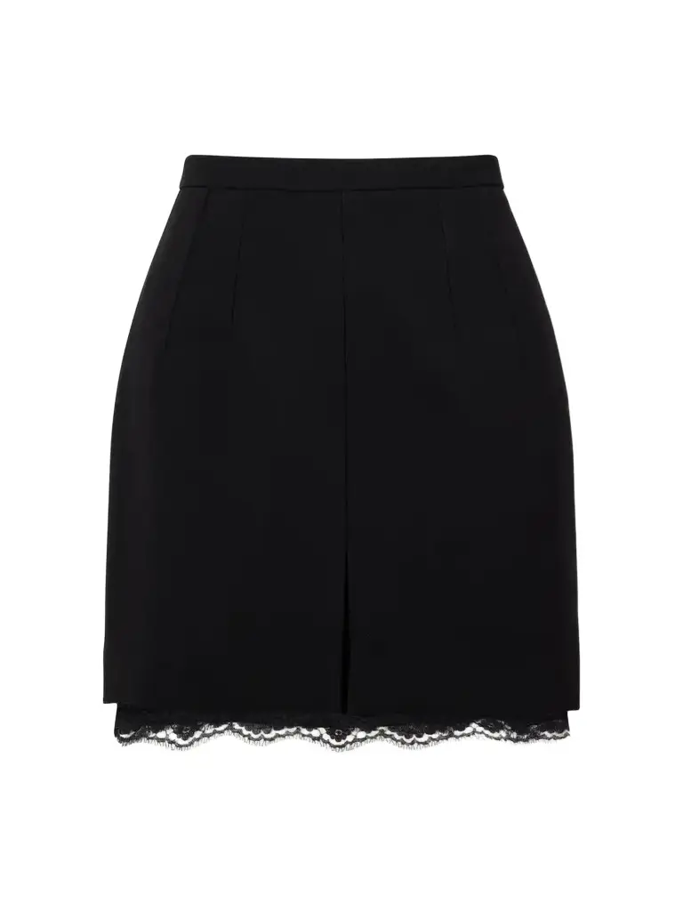 Dolce & Gabbana Lace-trimmed Wool-crepe Mini Skirt