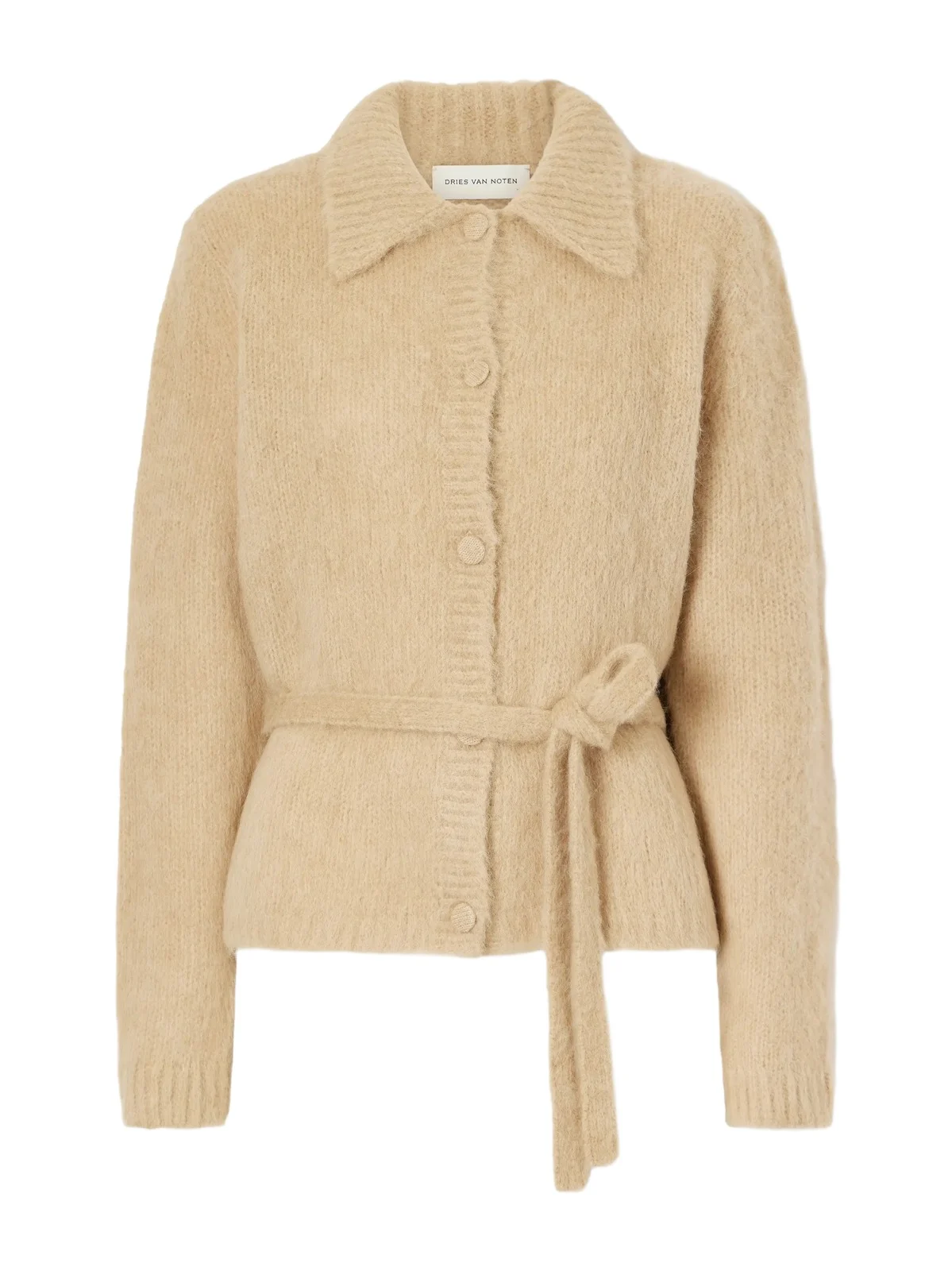 Dries Van Noten Belted Alpaca And Merino Wool-blend Cardigan