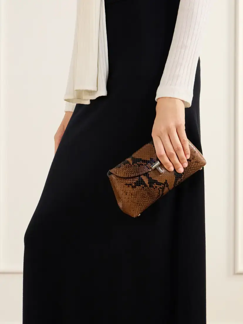 TOTEME T-lock Mini Snake-effect Leather Clutch | Thumbnail 2 TOTEME T-lock Mini Snake-effect Leather Clutch | Thumbnail 2