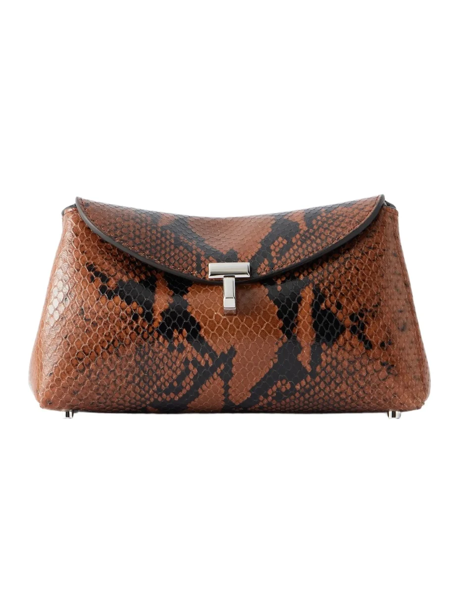 T-lock Mini Snake-effect Leather Clutch T-lock Mini Snake-effect Leather Clutch