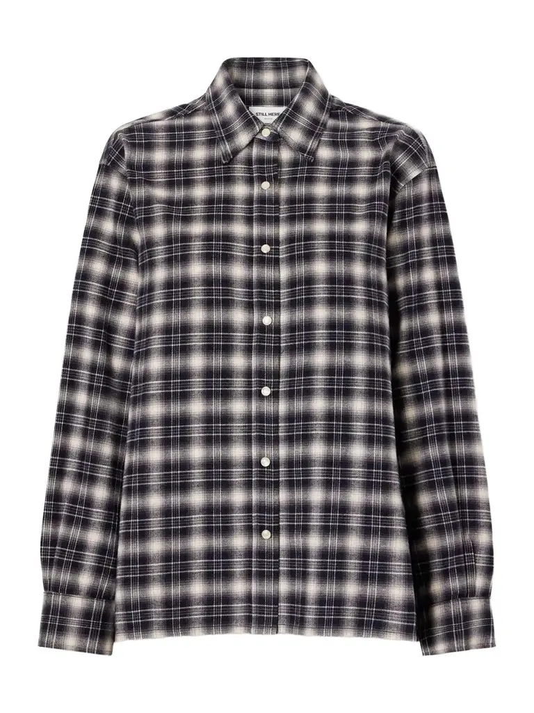 STILL HERE Noon Checked Cotton-blend Plaid Shirt
