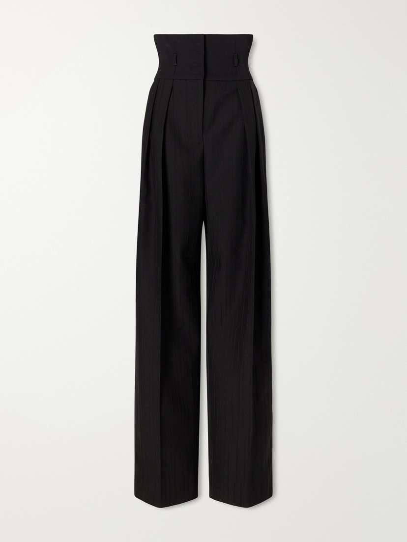 Pleated Wool-twill High-rise Straight-leg Pants Pleated Wool-twill High-rise Straight-leg Pants