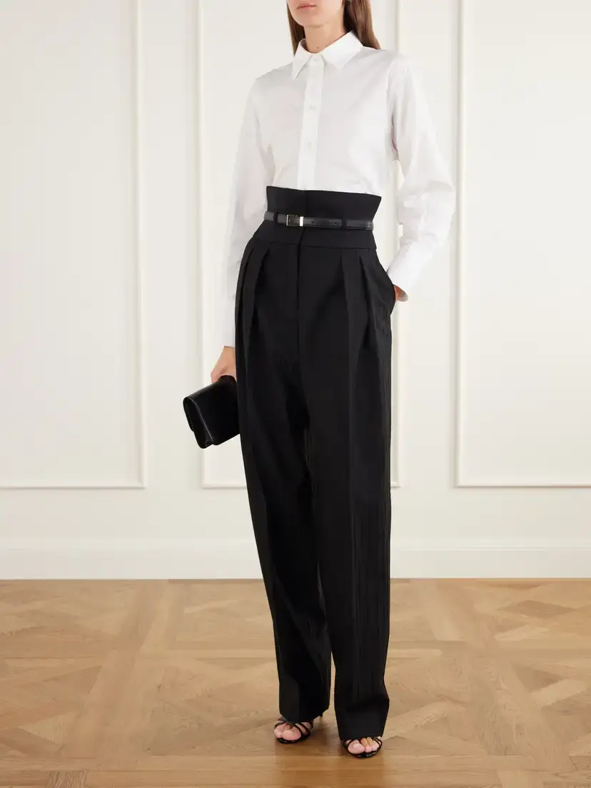Dolce & Gabbana Pleated Wool-twill High-rise Straight-leg Pants | Thumbnail 2