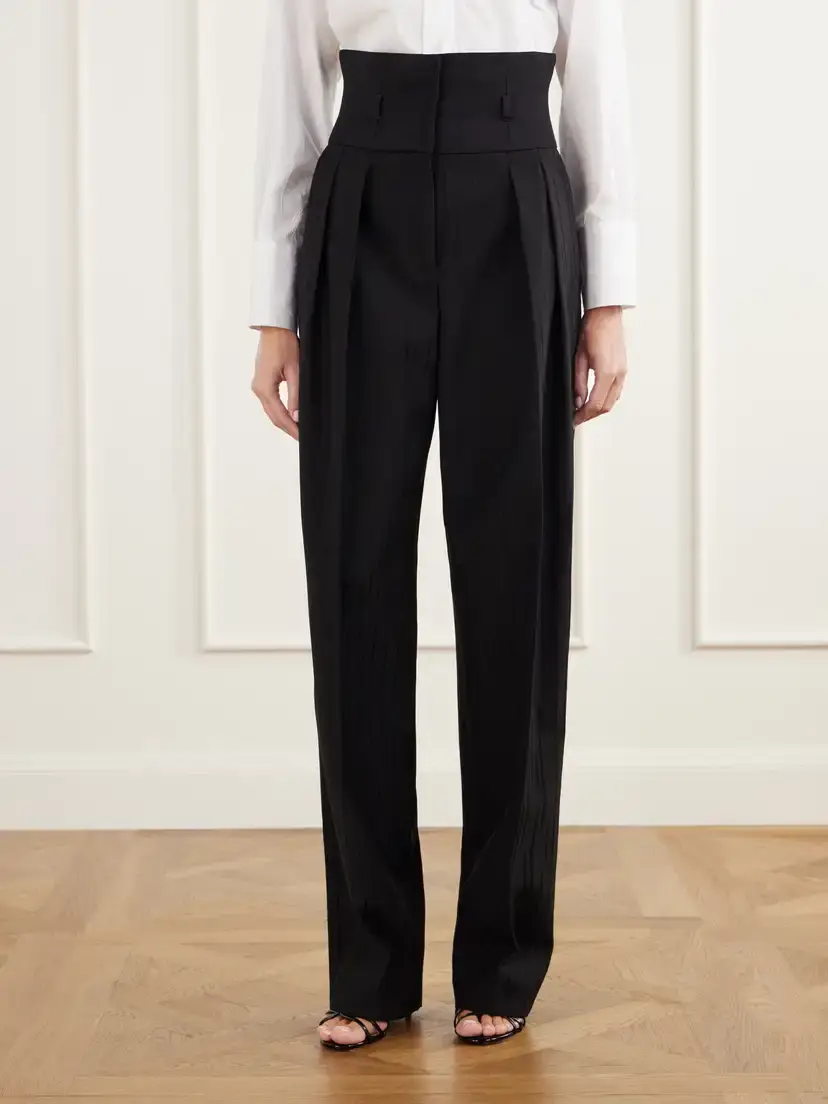 Dolce & Gabbana Pleated Wool-twill High-rise Straight-leg Pants | Thumbnail 3