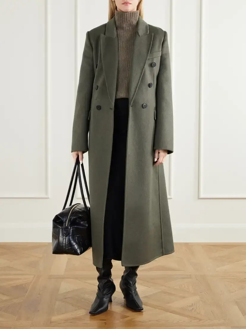 Victoria Beckham Catriona Double-breasted Wool And Cashmere-blend Coat - Green | Thumbnail 2 Victoria Beckham Catriona Double-breasted Wool And Cashmere-blend Coat - Green | Thumbnail 2