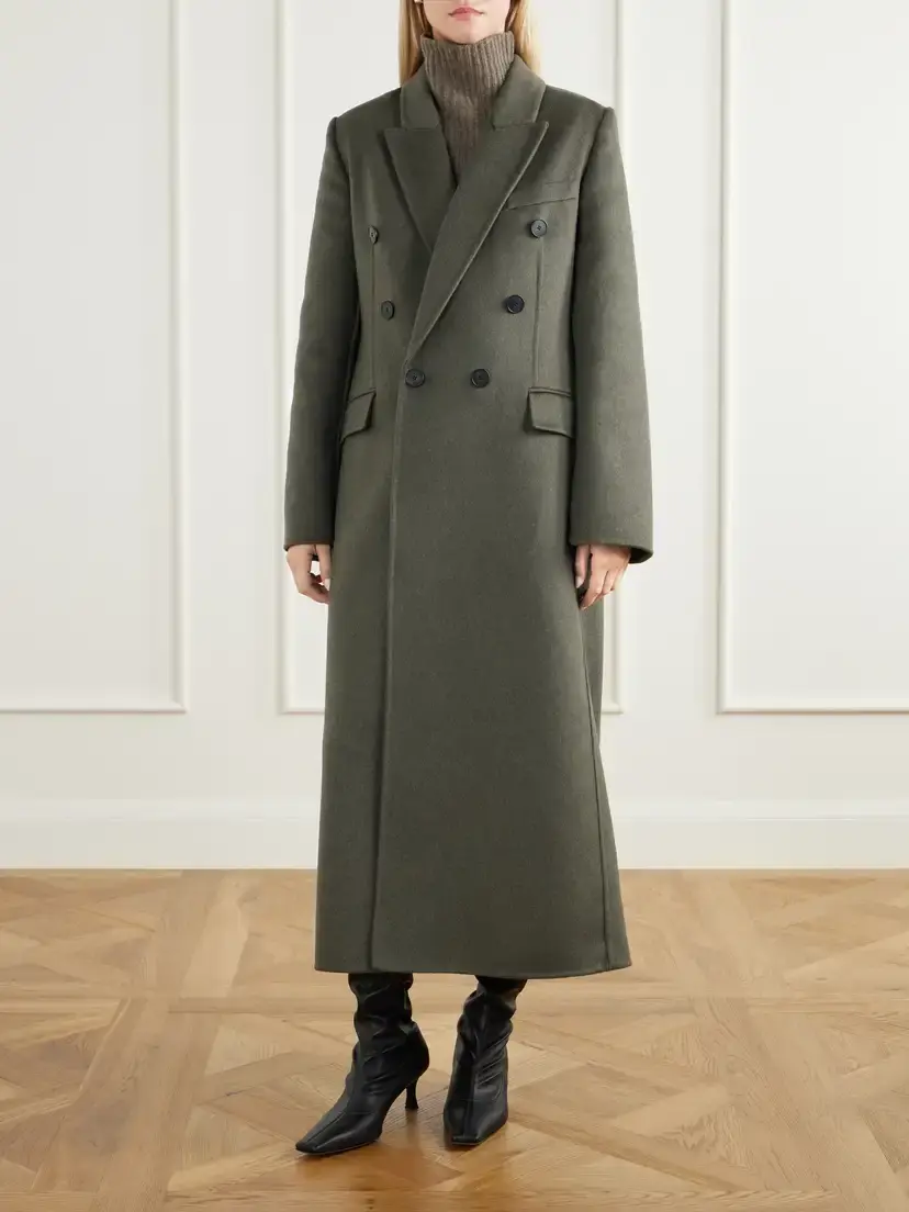 Victoria Beckham Catriona Double-breasted Wool And Cashmere-blend Coat - Green | Thumbnail 3 Victoria Beckham Catriona Double-breasted Wool And Cashmere-blend Coat - Green | Thumbnail 3