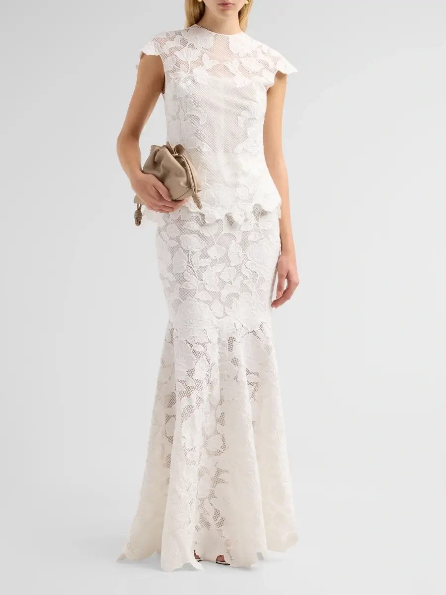 Simkhai Women's Eloisa Floral-Embroidered Mesh Gown | Thumbnail 2