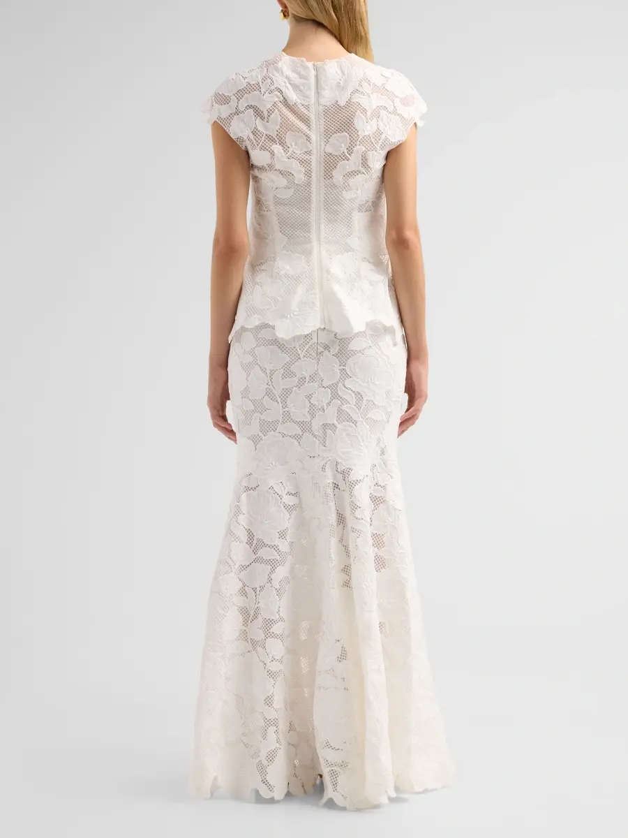 Simkhai Women's Eloisa Floral-Embroidered Mesh Gown | Thumbnail 3