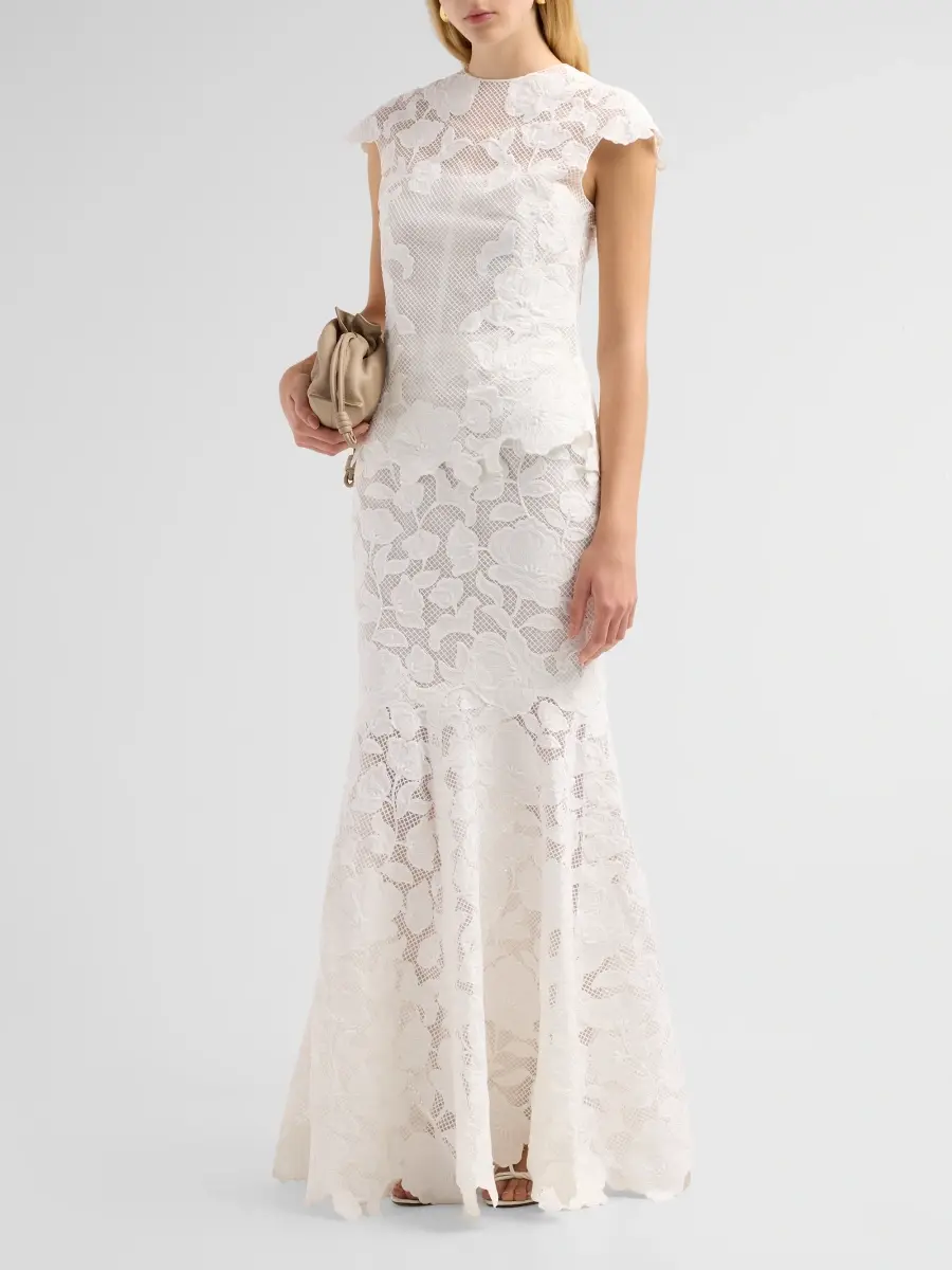 Simkhai Women's Eloisa Floral-Embroidered Mesh Gown | Thumbnail 4