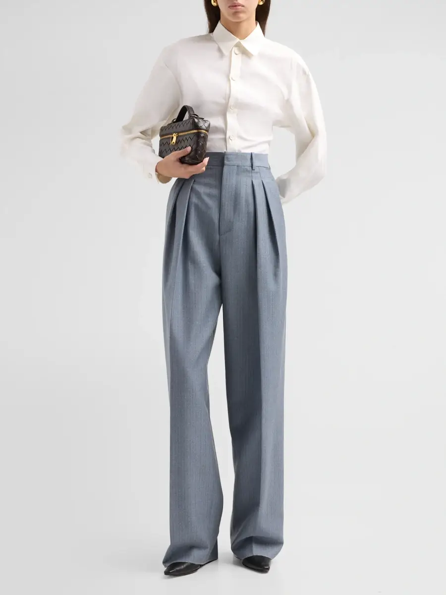 Bottega Veneta Women's Stripe Wool-Mohair Pleated Trousers | Thumbnail 2 Bottega Veneta Women's Stripe Wool-Mohair Pleated Trousers | Thumbnail 2