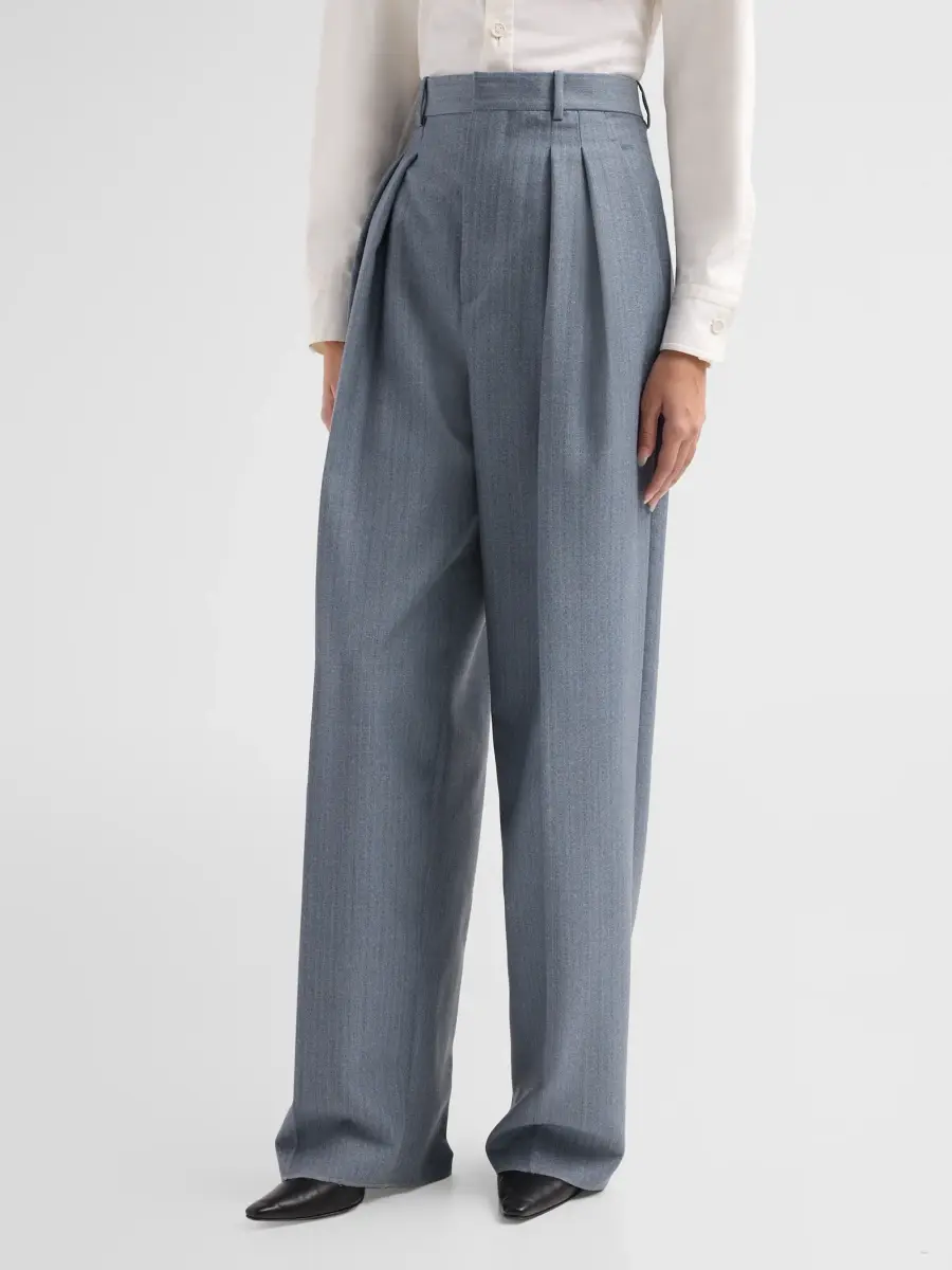 Bottega Veneta Women's Stripe Wool-Mohair Pleated Trousers | Thumbnail 4 Bottega Veneta Women's Stripe Wool-Mohair Pleated Trousers | Thumbnail 4