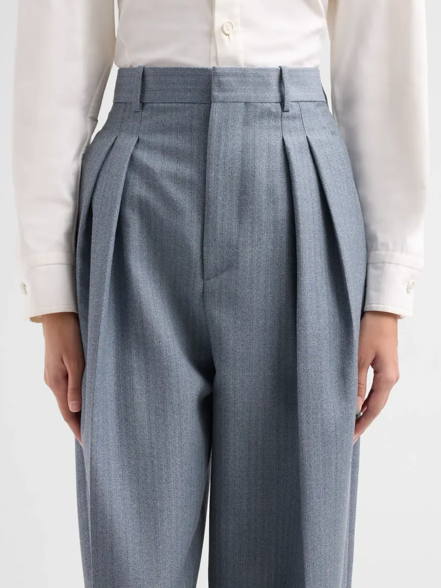 Bottega Veneta Women's Stripe Wool-Mohair Pleated Trousers | Thumbnail 5 Bottega Veneta Women's Stripe Wool-Mohair Pleated Trousers | Thumbnail 5