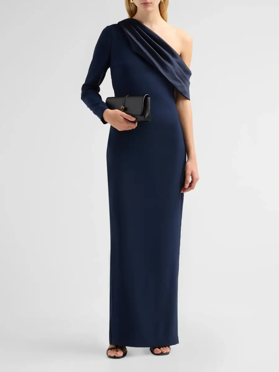 BADGLEY MISCHKA Women's Draped One-Shoulder Column Gown | Thumbnail 2 BADGLEY MISCHKA Women's Draped One-Shoulder Column Gown | Thumbnail 2
