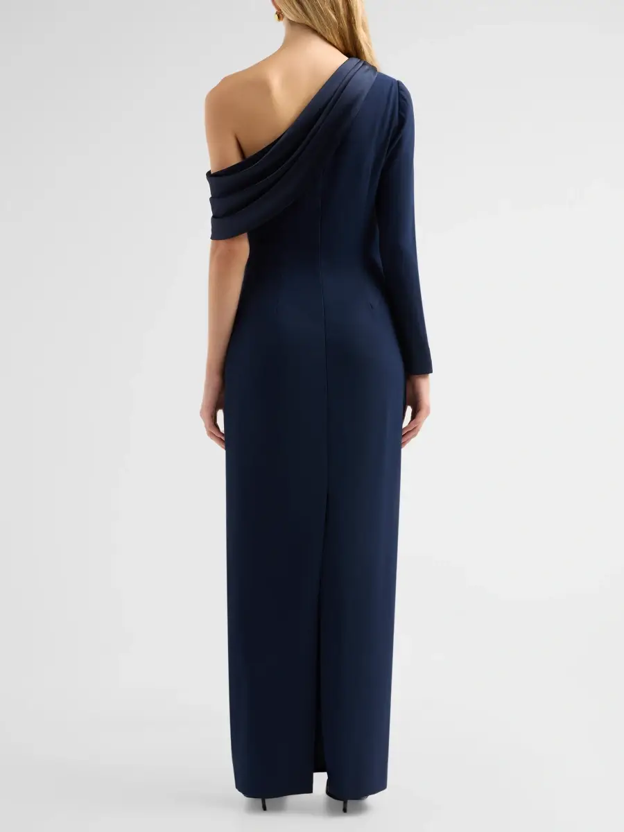 BADGLEY MISCHKA Women's Draped One-Shoulder Column Gown | Thumbnail 3 BADGLEY MISCHKA Women's Draped One-Shoulder Column Gown | Thumbnail 3